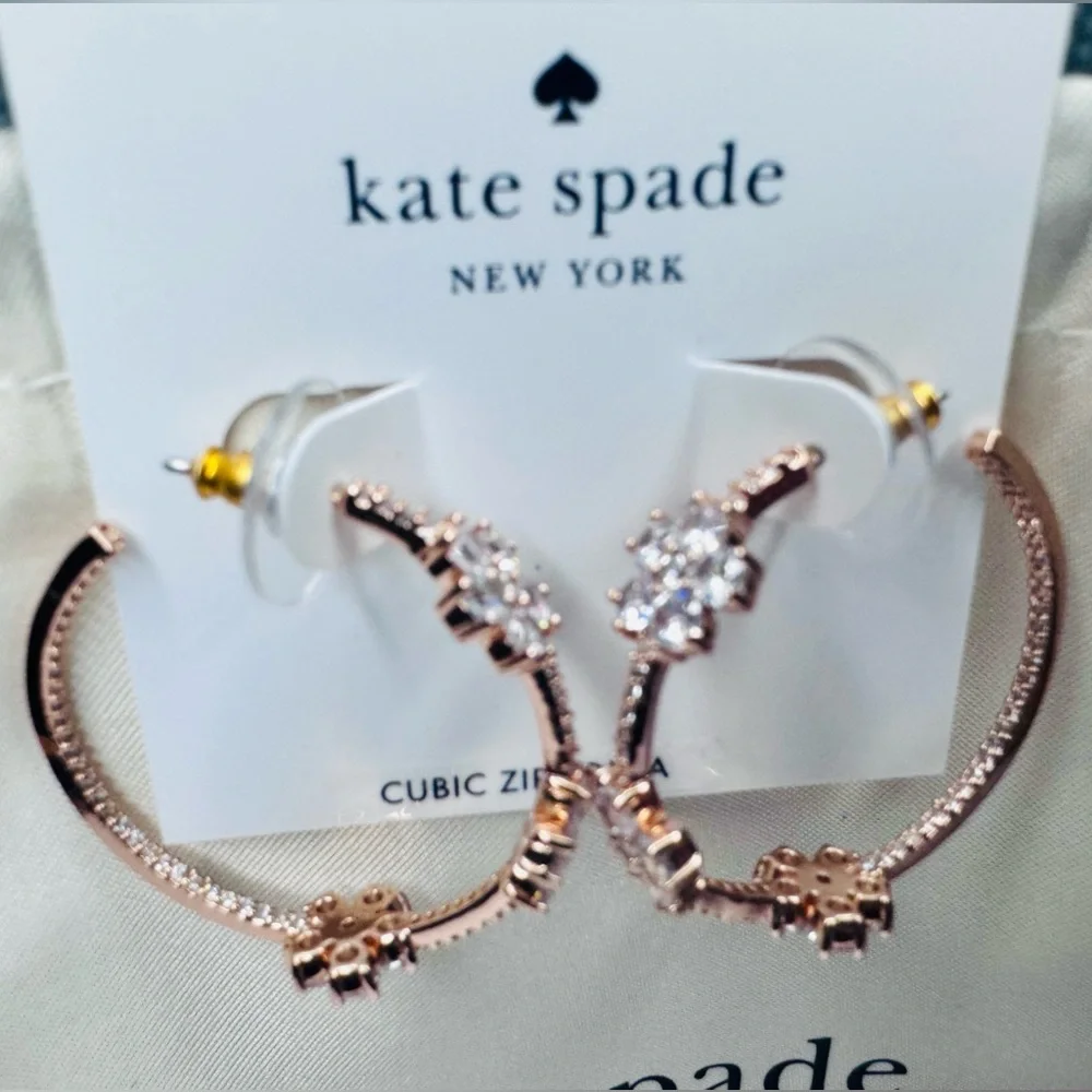 Kate Spade Earrings Gleaming Gardenia Rose Gold tone Flower Hoop NWT MSRP: $109